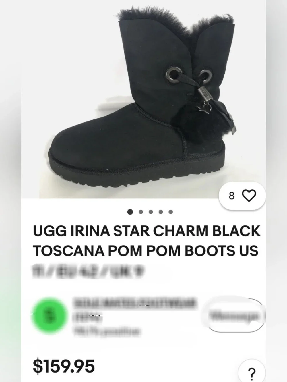 UGG Irina Star Charm Suede Shearling Ankle Boots - Pom Pom Black US 4